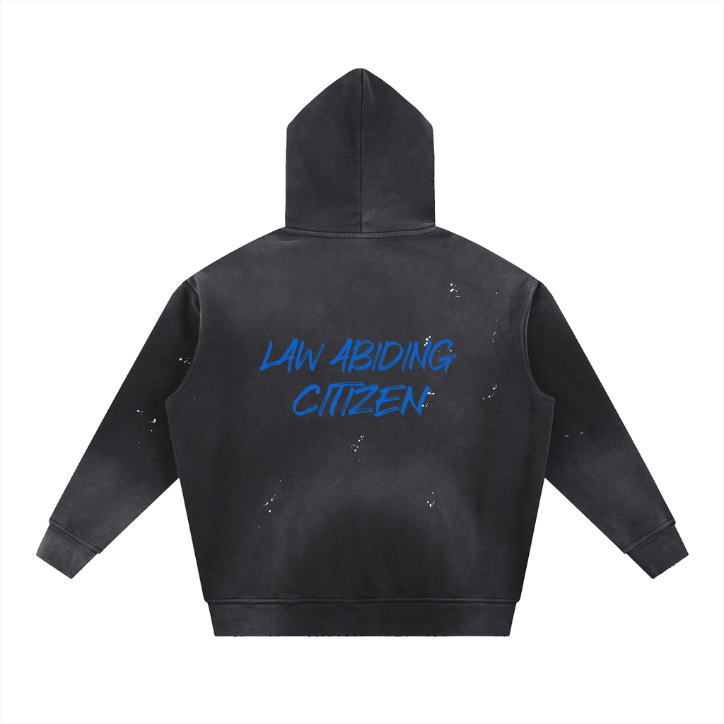 Vintage Washed Frayed Fleece Hoodie